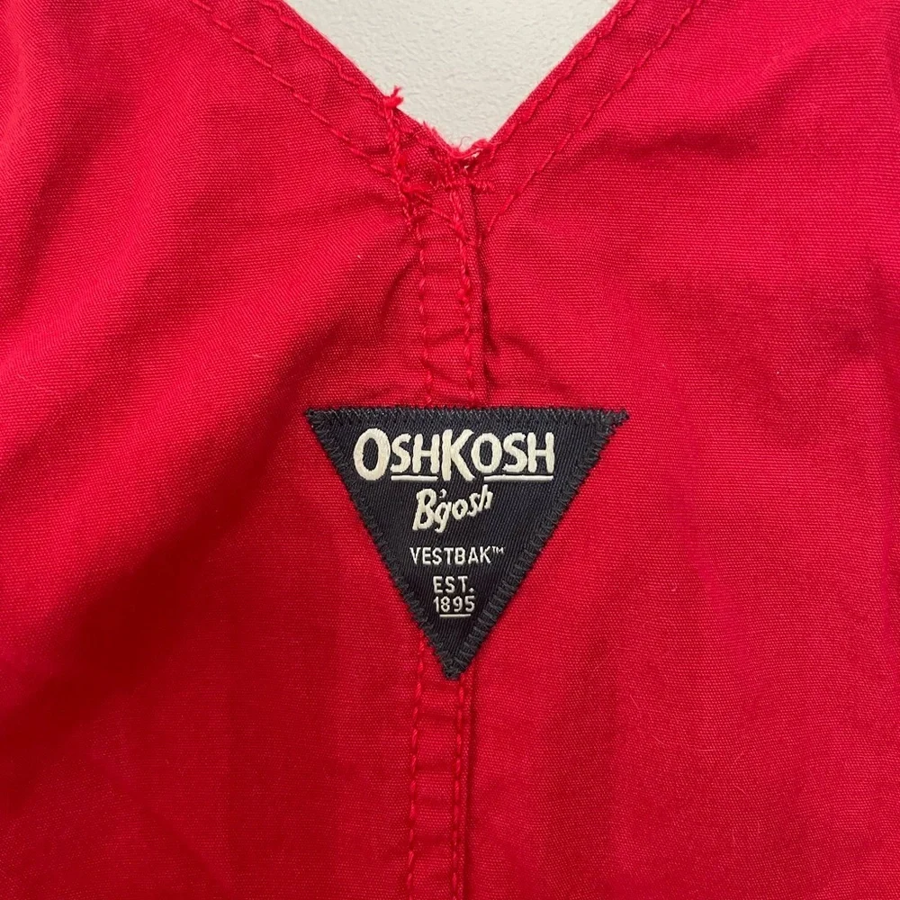 OshKosh B Gosh Red Navy Stripe Strap Shortalls Overalls Unisex Sz Toddler 4T